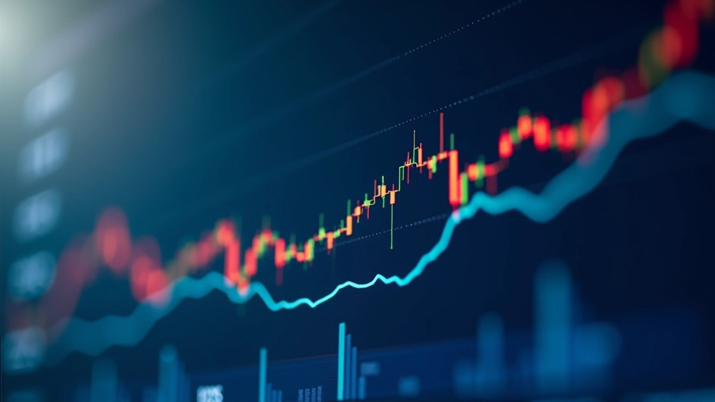 Finanční graf znázorňující trend inflace s vzestupnou a sestupnou křivkou